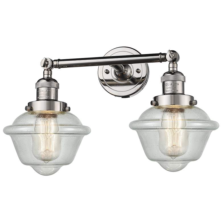 Image 1 Oxford 7.5" Wide 2 Light Polished Nickel Bath Vanity Light w/ Seedy Sh