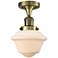 Oxford 7.5" Wide Antique Brass Semi Flush Mount w/ Matte White Shade