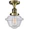 Oxford 7.5" Wide Antique Brass Semi Flush Mount w/ Seedy Shade