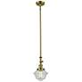 Oxford 7.5" Wide Antique Brass Stem Hung Mini Pendant w/ Seedy Shade
