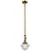 Oxford 7.5" Wide Antique Brass Stem Hung Mini Pendant w/ Seedy Shade