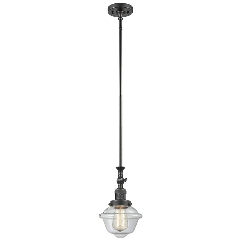 Image 1 Oxford 7.5" Wide Bronze Stem Hung Tiltable Mini Pendant w/ Clear Shade