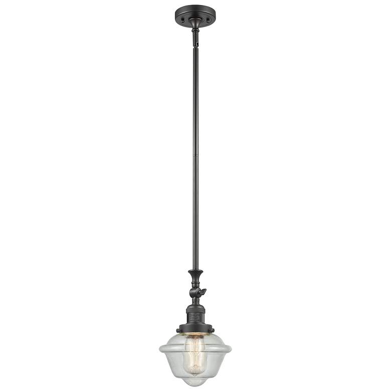 Image 1 Oxford 7.5" Wide Bronze Stem Hung Tiltable Mini Pendant w/ Seedy Shade