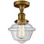 Oxford 7.5" Wide Brushed Brass Semi Flush Mount w/ Clear Shade