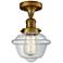 Oxford 7.5" Wide Brushed Brass Semi Flush Mount w/ Clear Shade