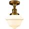 Oxford 7.5" Wide Brushed Brass Semi Flush Mount w/ Matte White Shade