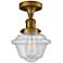 Oxford 7.5" Wide Brushed Brass Semi Flush Mount w/ Seedy Shade