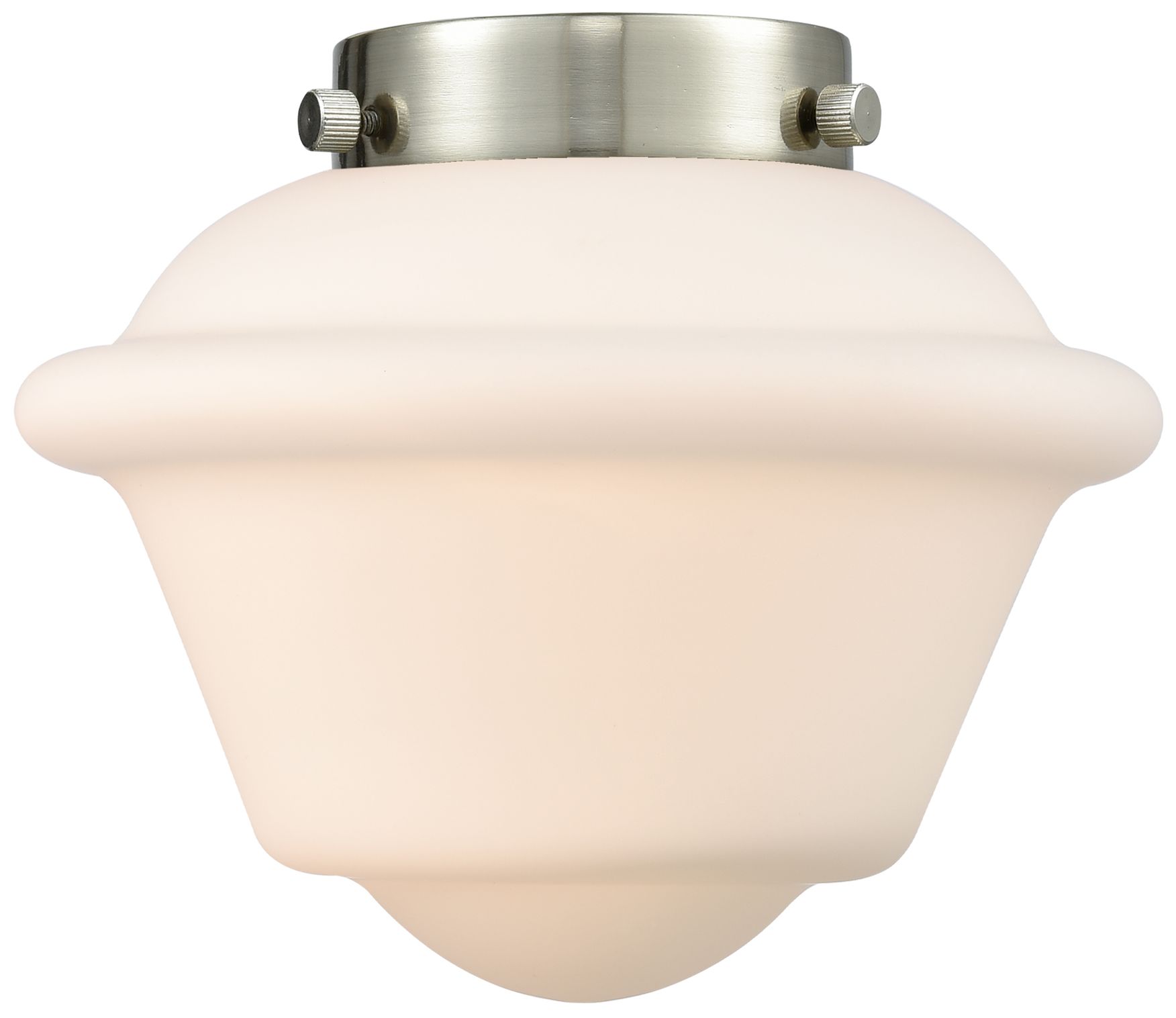 Image 3 Oxford 7.5" Wide Brushed Satin Nickel Semi Flush Mount w/ Matte White more views