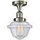 Oxford 7.5" Wide Brushed Satin Nickel Semi Flush Mount w/ Seedy Shade