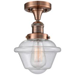 Oxford 7.5" Wide Copper Semi Flush Mount w/ Seedy Shade