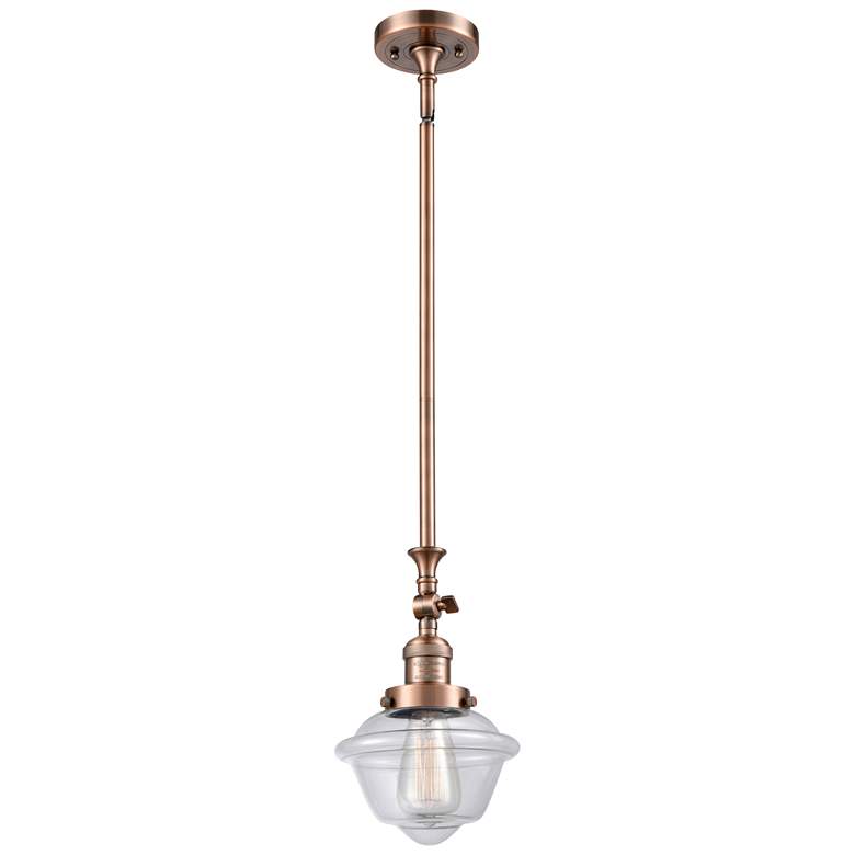 Image 1 Oxford 7.5 inch Wide Copper Stem Hung Tiltable Mini Pendant w/ Clear Shade