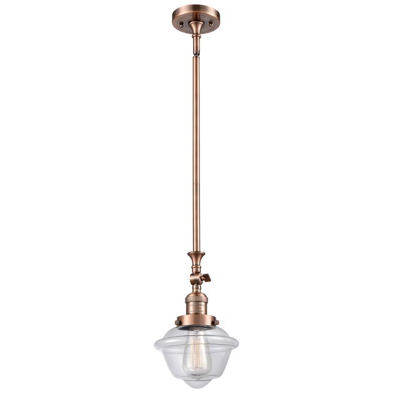 Image 1 Oxford 7.5" Wide Copper Stem Hung Tiltable Mini Pendant w/ Clear Shade