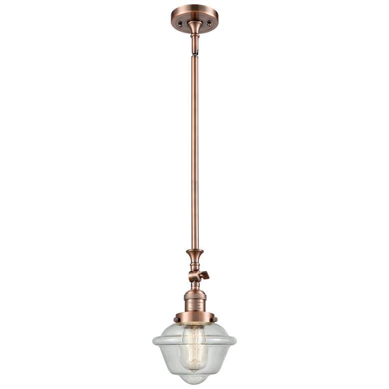 Image 1 Oxford 7.5 inch Wide Copper Stem Hung Tiltable Mini Pendant w/ Seedy Shade