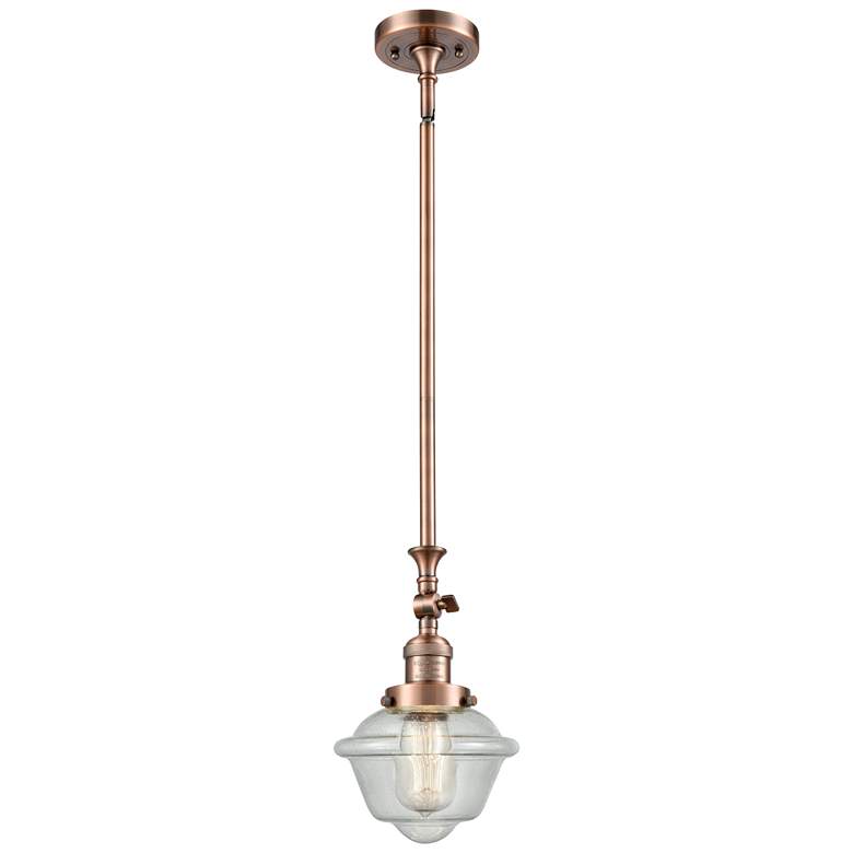 Image 1 Oxford 7.5" Wide Copper Stem Hung Tiltable Mini Pendant w/ Seedy Shade