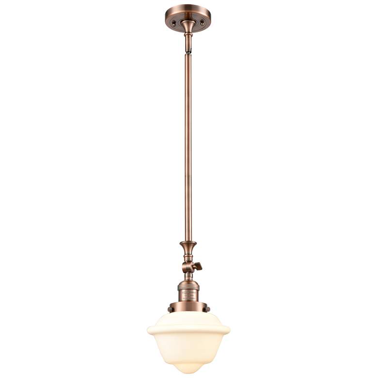 Image 1 Oxford 7.5" Wide Copper Stem Hung Tiltable Mini Pendant w/ White Shade