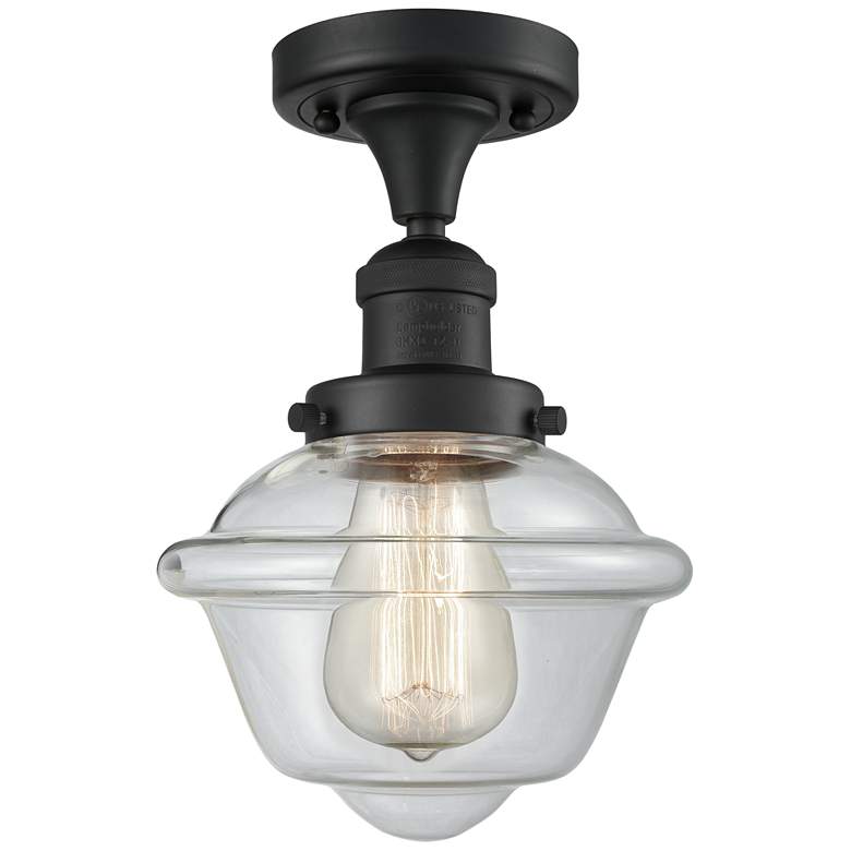 Image 1 Oxford 7.5" Wide Matte Black Semi Flush Mount w/ Clear Shade