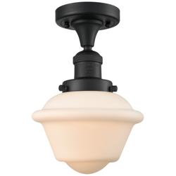 Oxford 7.5" Wide Matte Black Semi Flush Mount w/ Matte White Shade