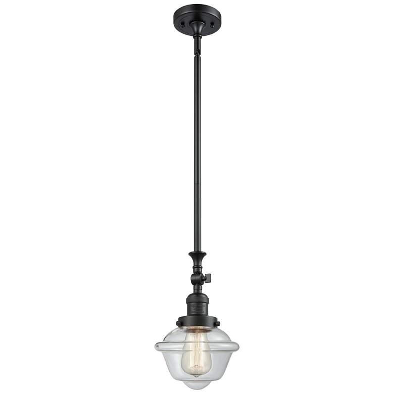 Image 1 Oxford 7.5" Wide Matte Black Stem Hung Tiltable Mini Pendant w/ Clear