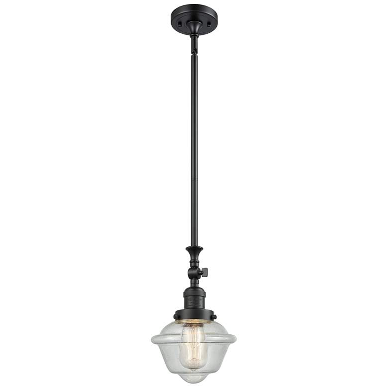 Image 1 Oxford 7.5" Wide Matte Black Stem Hung Tiltable Mini Pendant w/ Seedy