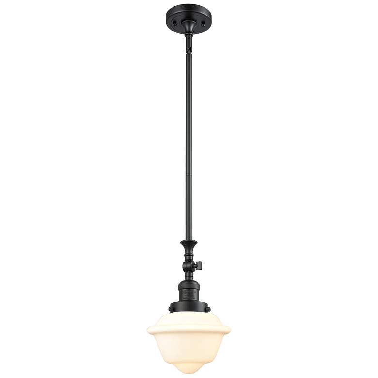 Image 1 Oxford 7.5" Wide Matte Black Stem Hung Tiltable Mini Pendant w/ White
