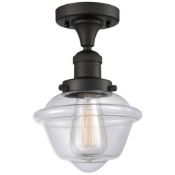 Oxford 7.5" Wide Oil Rubbed Bronze Semi Flush Mount w/ Clear Shade