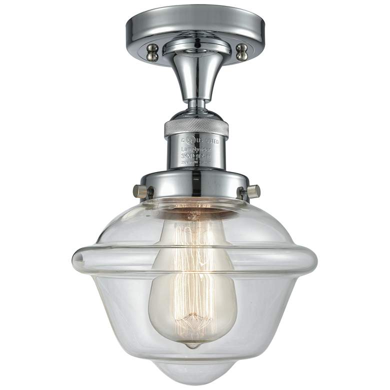 Image 1 Oxford 7.5" Wide Polished Chrome Semi Flush Mount w/ Clear Shade
