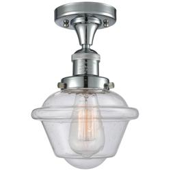 Oxford 7.5" Wide Polished Chrome Semi Flush Mount w/ Seedy Shade