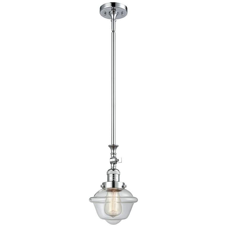 Image 1 Oxford 7.5" Wide Polished Chrome Stem Hung Mini Pendant w/ Clear Shade