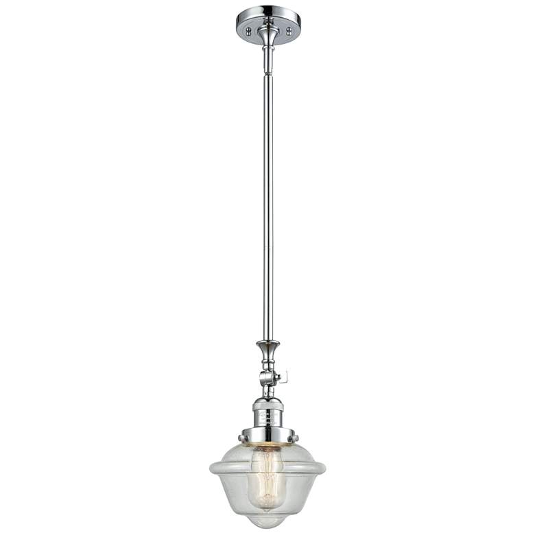 Image 1 Oxford 7.5" Wide Polished Chrome Stem Hung Mini Pendant w/ Seedy Shade