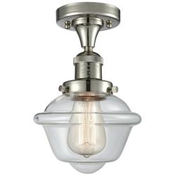 Oxford 7.5" Wide Polished Nickel Semi Flush Mount w/ Clear Shade