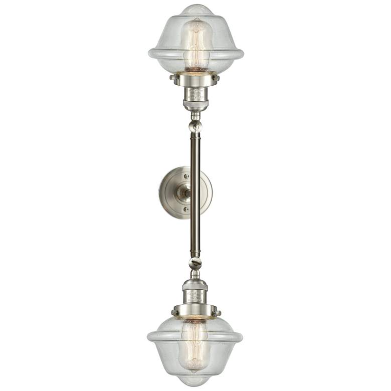 Image 1 Oxford 7.5"W 2 Light Brushed Satin Nickel Bath Vanity Light w/ Seedy S
