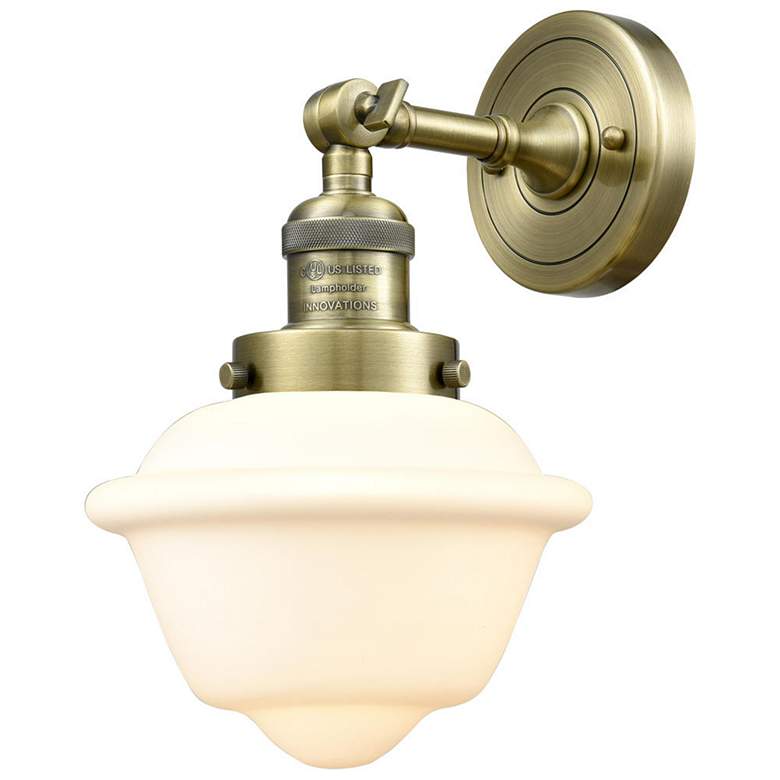 Image 1 Oxford 8" Antique Brass Sconce w/ Matte White Shade