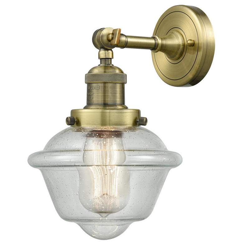 Image 1 Oxford 8" Antique Brass Sconce w/ Seedy Shade