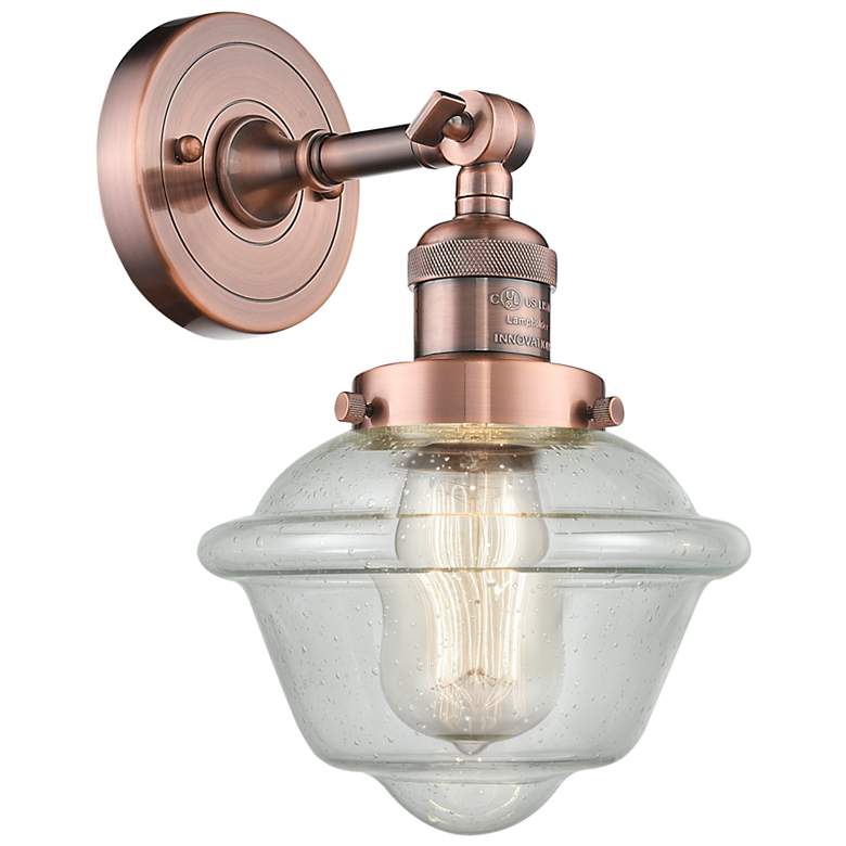 Image 1 Oxford 8" Antique Copper Sconce w/ Seedy Shade