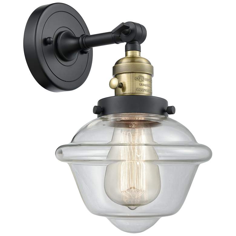 Image 1 Oxford 8" Black Antique Brass Sconce w/ Clear Shade