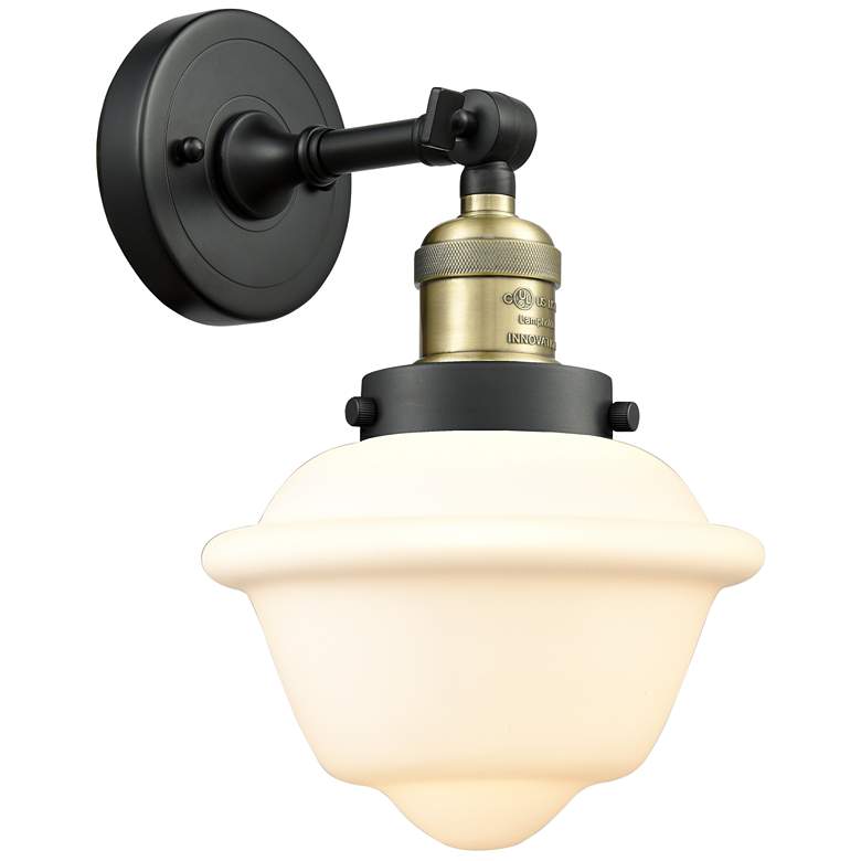 Image 1 Oxford 8 inch Black Antique Brass Sconce w/ Matte White Shade