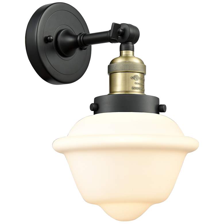 Image 1 Oxford 8" Black Antique Brass Sconce w/ Matte White Shade