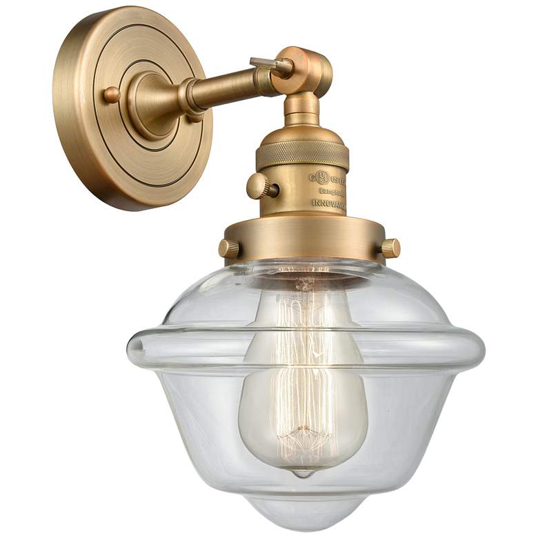 Image 1 Oxford 8" Brushed Brass Sconce w/ Clear Shade