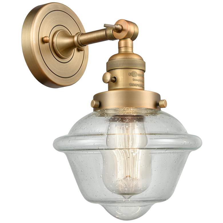 Image 1 Oxford 8" Brushed Brass Sconce w/ Seedy Shade