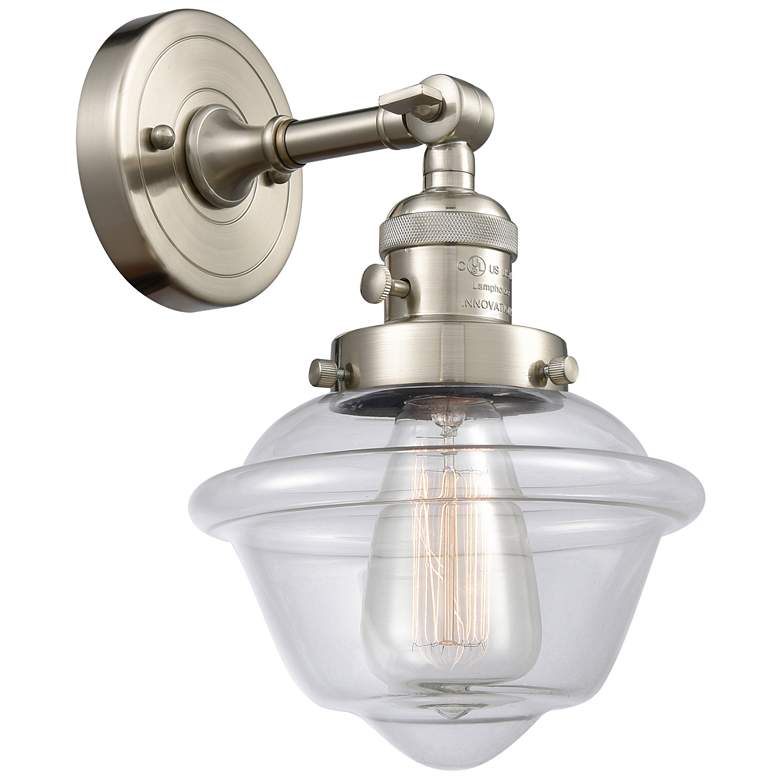 Image 1 Oxford 8" Brushed Satin Nickel Sconce w/ Clear Shade