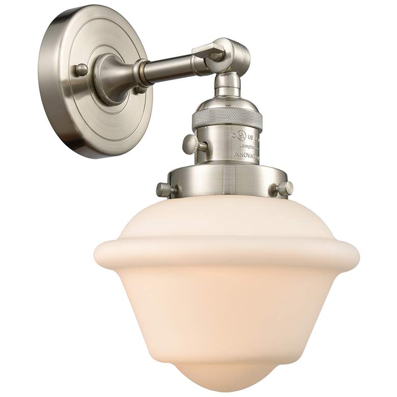 Image 1 Oxford 8 inch Brushed Satin Nickel Sconce w/ Matte White Shade