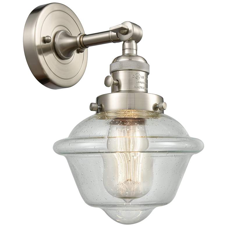 Image 1 Oxford 8" Brushed Satin Nickel Sconce w/ Seedy Shade