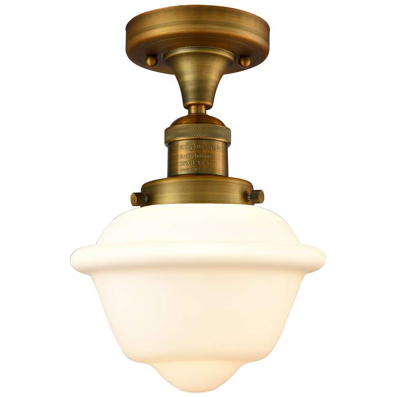 Image 1 Oxford 8" LED Semi-Flush Mount - Brushed Brass - Matte White Shade
