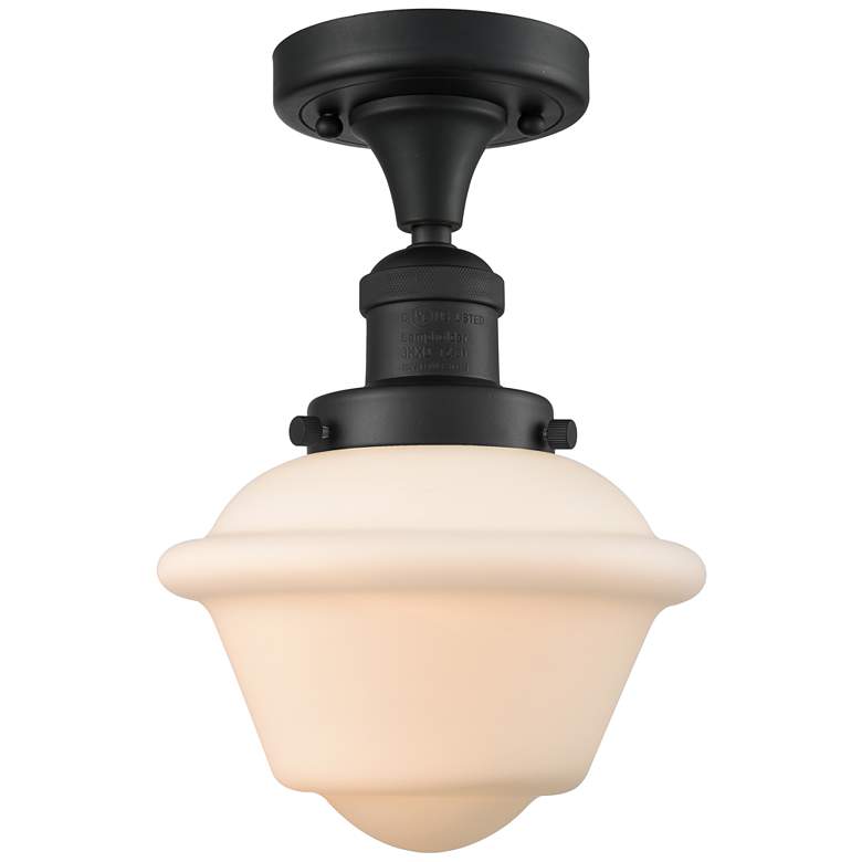 Image 1 Oxford 8" LED Semi-Flush Mount - Matte Black - Matte White Shade