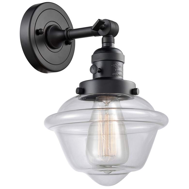 Image 1 Oxford 8" Matte Black Sconce w/ Clear Shade