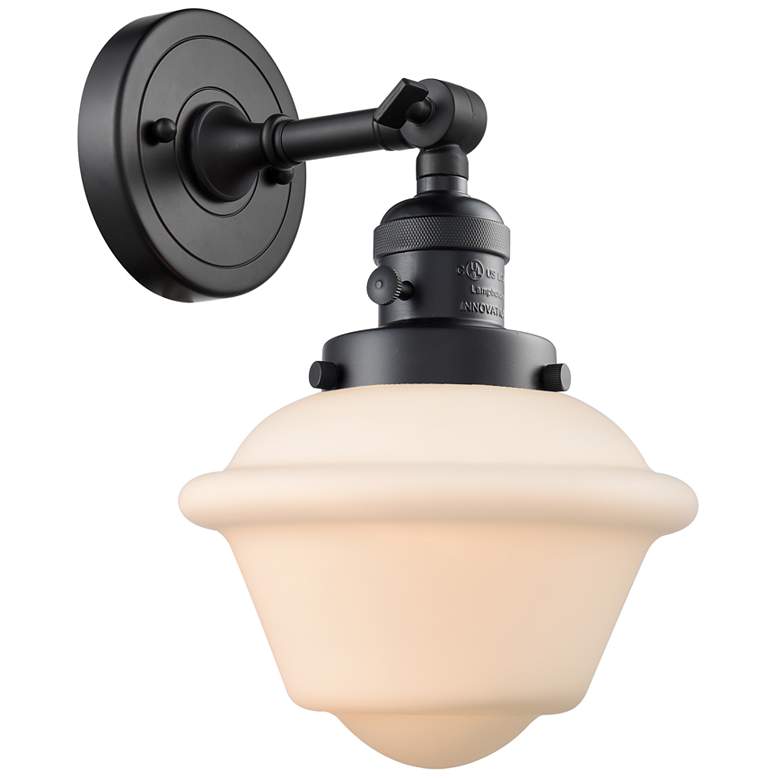 Image 1 Oxford 8" Matte Black Sconce w/ Matte White Shade