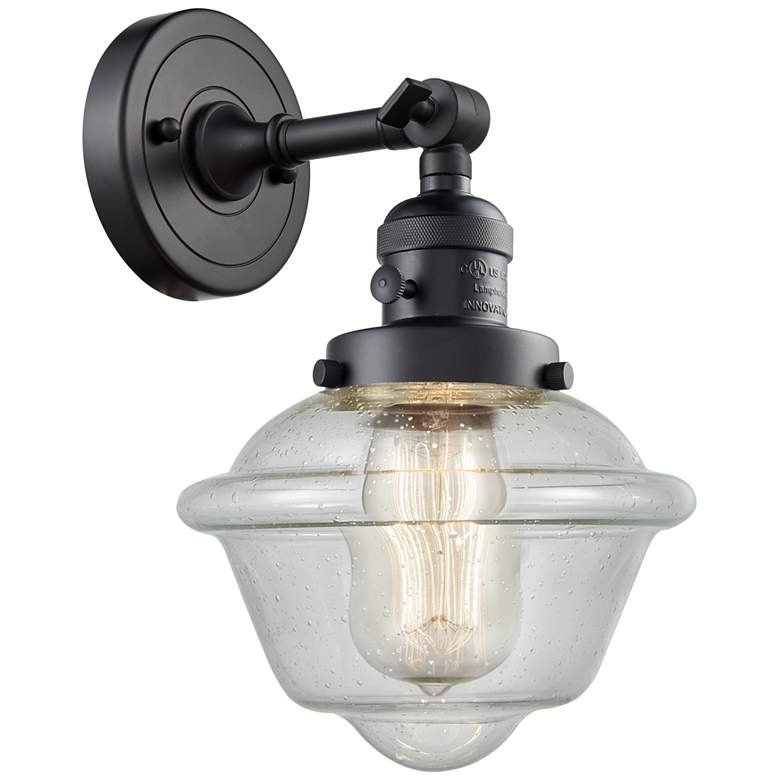 Image 1 Oxford 8" Matte Black Sconce w/ Seedy Shade