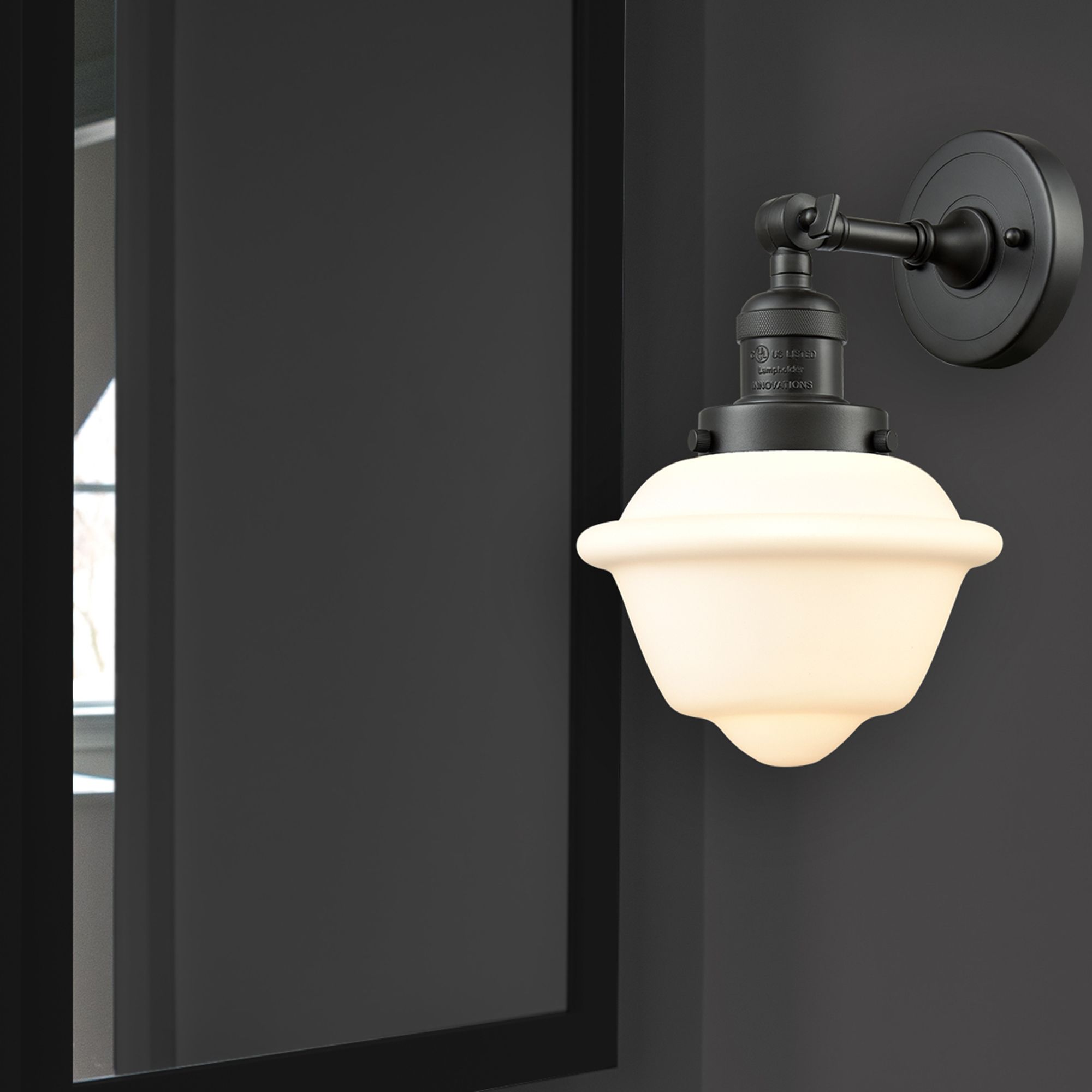 Oxford 8" Oil Rubbed Bronze Sconce w/ Matte White Shade