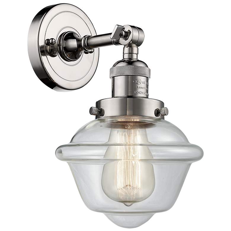 Image 1 Oxford 8 inch Polished Nickel Sconce w/ Clear Shade
