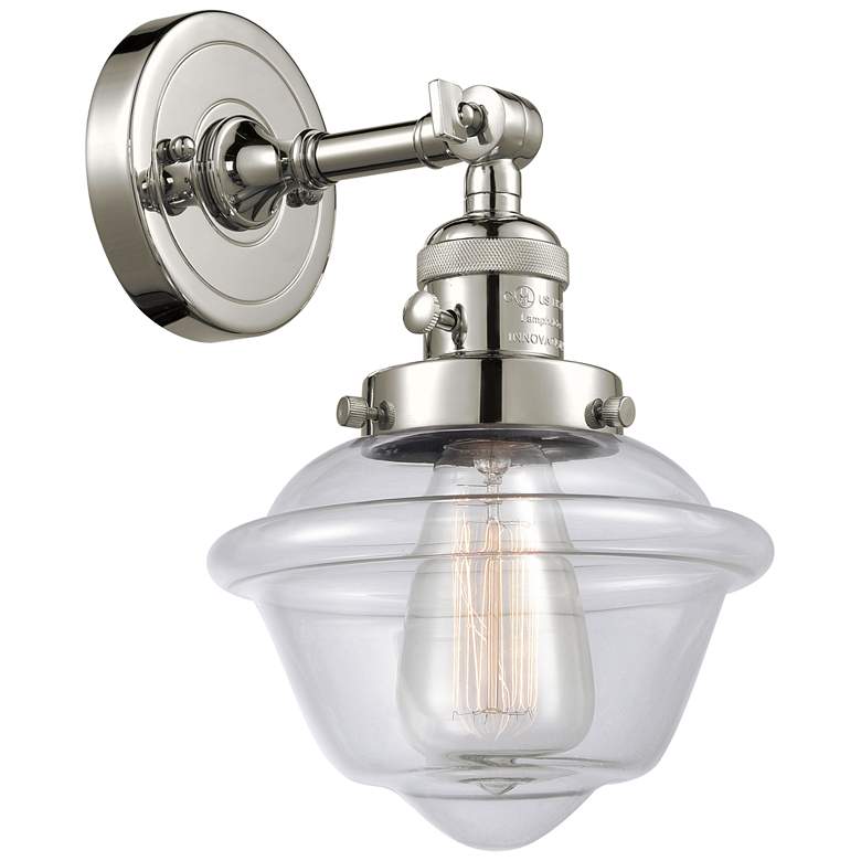 Image 1 Oxford 8" Polished Nickel Sconce w/ Clear Shade